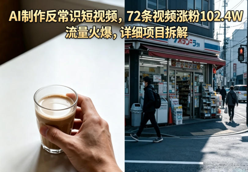 AI制作反常识短视频，72条视频涨粉102.4W，流量火爆，详细项目拆解-hl998