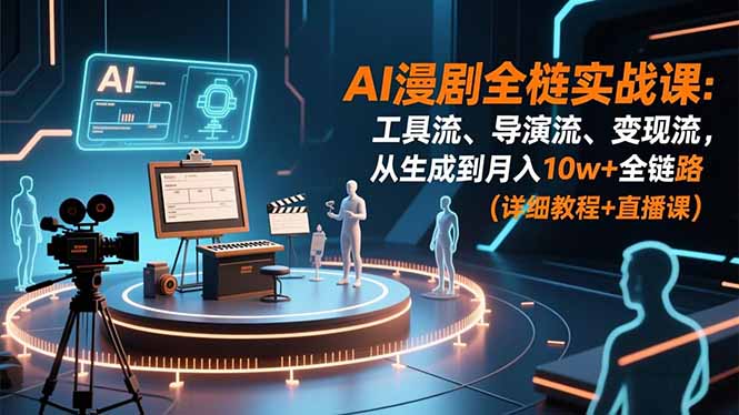 AI漫剧全栈实战课：工具流、导演流、变现流，从生成到月入10w+全链路 (详细教程+直播课-hl998