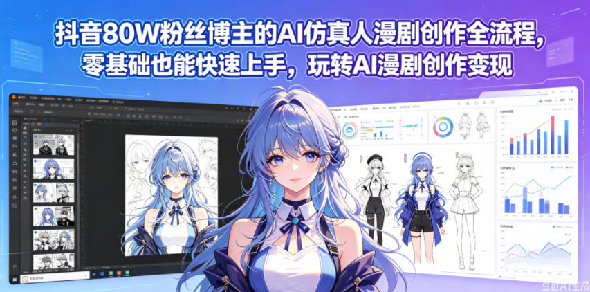 抖音80W粉丝博主的AI仿真人漫剧创作全流程，零基础也能快速上手，玩转AI漫剧创作变现-hl998