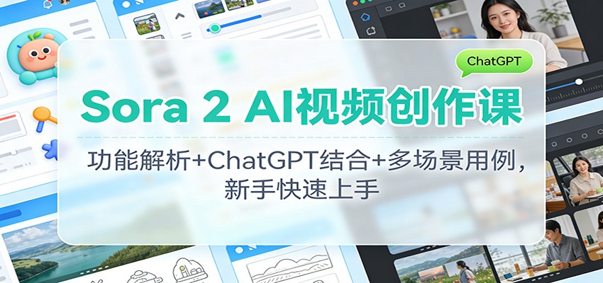 Sora 2 AI视频创作课：功能解析+ChatGPT结合+多场景用例，新手快速上手-hl998