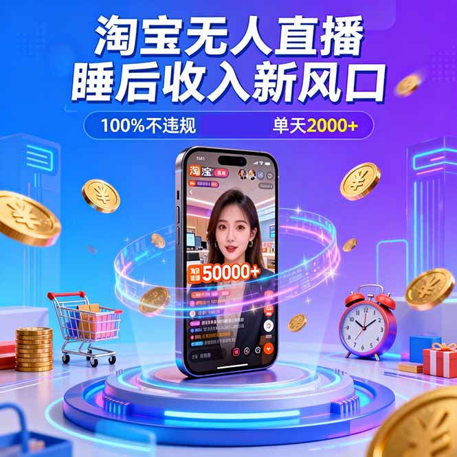 淘宝无人直播，不违规不封号，直播100小时卖了5万，年底旺季！-hl998