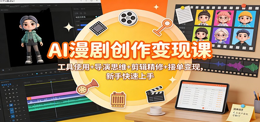 AI漫剧创作变现课：工具使用+导演思维+剪辑精修+接单变现，新手快速上手-hl998