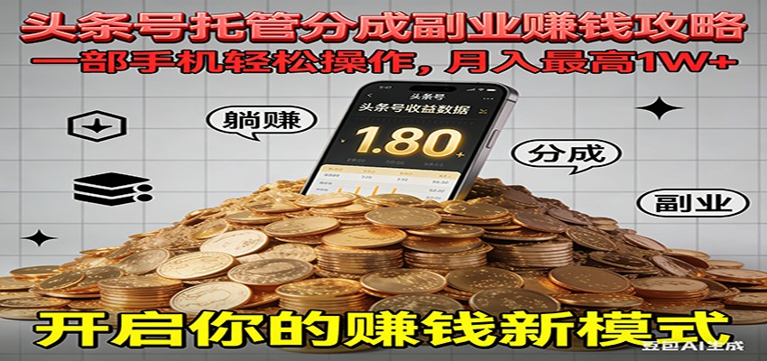 全程托管今日头条，一部手机就可以开干，最高躺赚1W+-hl998