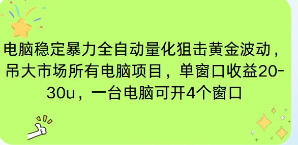 电脑EA策略挂机项目单窗口收益20-30u，单电脑可挂5-10个窗口收益稳健4位数-hl998