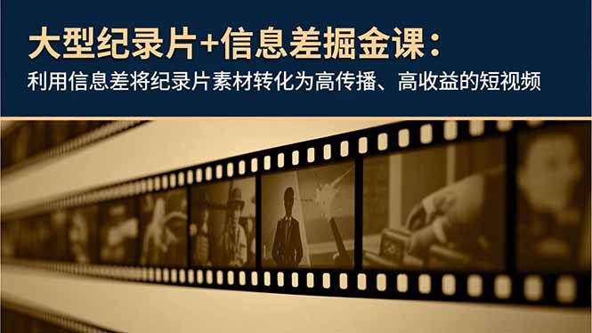 大型纪录片+信息差掘金课：利用信息差将纪录片素材转化为高传播、高收益的短视频-hl998