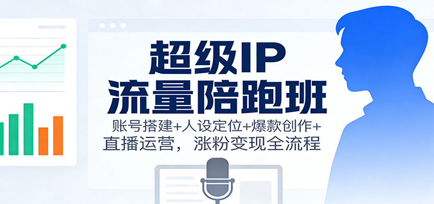 超级IP流量陪跑班：账号搭建+人设定位+爆款创作+直播运营，涨粉变现全流程-hl998