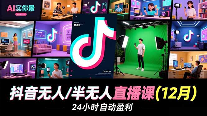 抖音无人/半无人直播课(12月-hl998