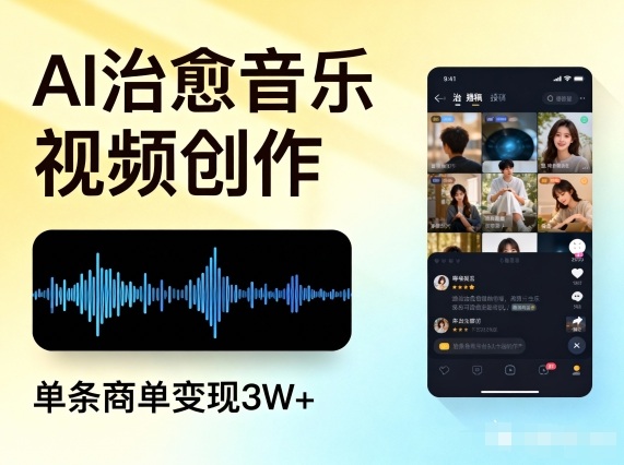 AI做治愈音乐视频，多平台投稿，单条商单变现3W+-hl998