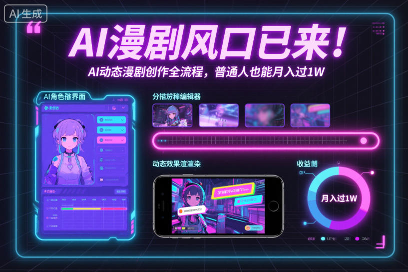 AI漫剧风口已来！AI动态漫剧创作全流程，普通人也能月入过1W-hl998
