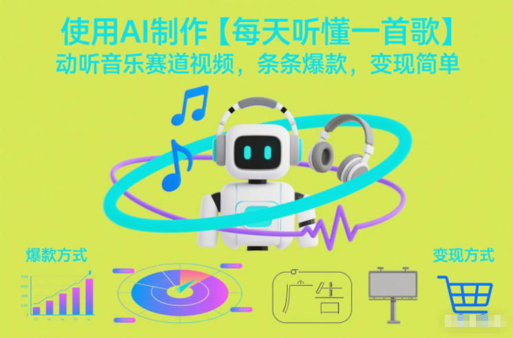 使用AI制作【每天听懂一首歌】动听音乐赛道视频，条条爆款，变现简单-hl998