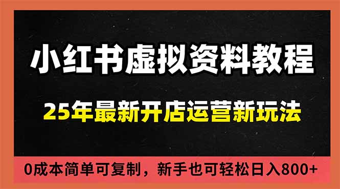 小红书虚拟资料项目：最新搜索流变现玩法，0成本简单可复制，一人多店打法，新手日入800+-hl998