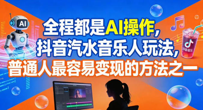 全程都是AI操作，抖音汽水音乐人玩法，普通人最容易变现的方法之一-hl998