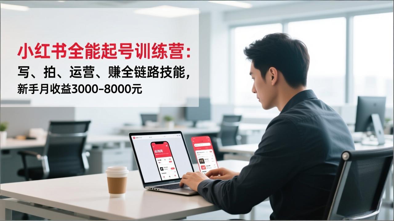 小红书全能起号训练营：写、拍、运营、赚全链路技能，新手月收益3000-8000元-hl998