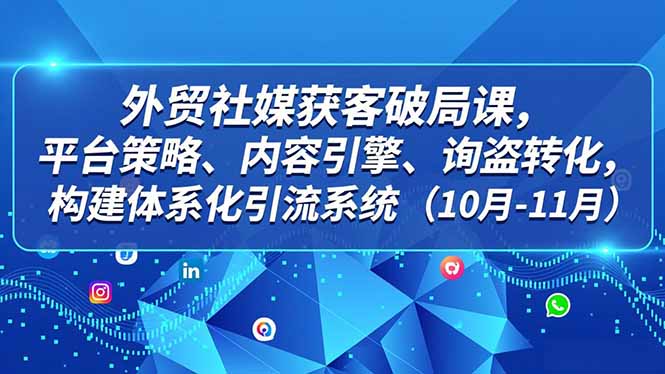 外贸 社媒获客破局课，平台策略、内容引擎、询盘转化，构建体系化引流系统(10月-11月-hl998