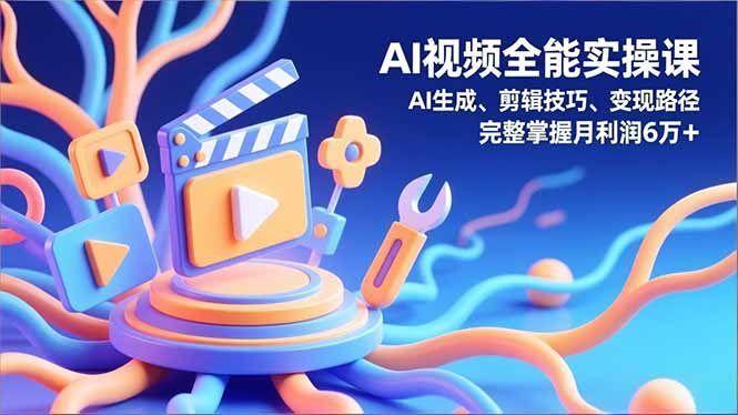 AI视频全能实操课，AI生成、剪辑技巧、变现路径，完整掌握月利润6万+-hl998