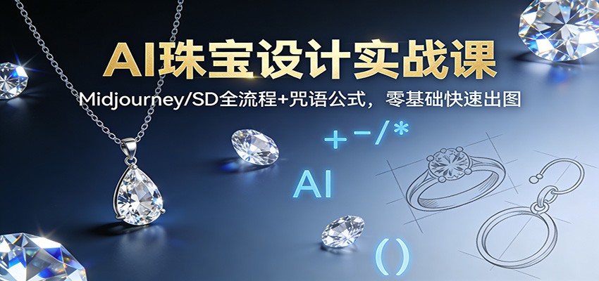 AI珠宝设计实战课：Midjourney/SD全流程+咒语公式，零基础快速出图-hl998