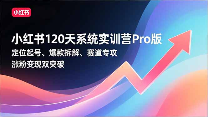 小红书120天系统实训营Pro版，定位起号、爆款拆解、赛道专攻，实现涨粉变现双突破-hl998