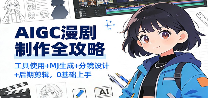 AIGC漫剧制作全攻略：工具使用+MJ生成+分镜设计+后期剪辑，0基础上手-hl998