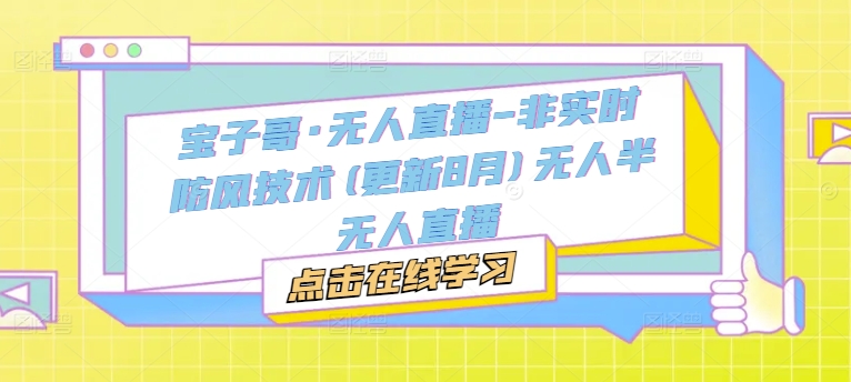 宝子哥·无人直播-非实时防风技术(更新25年12月)无人半无人直播-hl998