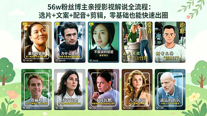56万粉丝博主亲授影视解说全流程：选片+文案+配音+剪辑，零基础也能快速出圈-hl998