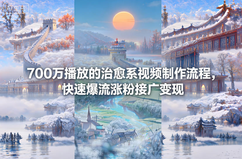 700万播放的治愈系视频制作流程，快速爆流涨粉接广变现-hl998