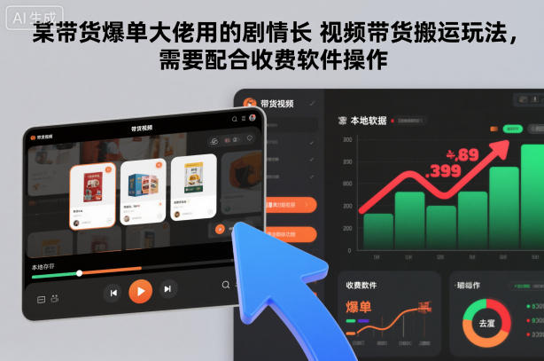 某带货爆单大佬用的剧情长视频带货搬运玩法，需要配合收费软件操作-hl998