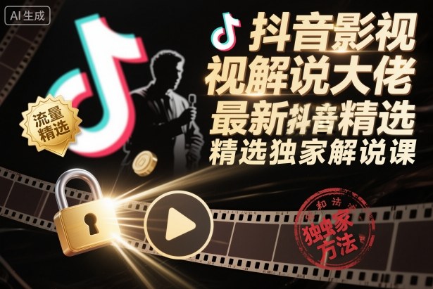 抖音影视解说大佬最新抖音进精选和独家方法，精选独家解说课(更新11月)-hl998