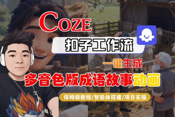 Coze扣子智能体工作流一键生成“多音色版成语故事“动画，全流程保姆级教学-hl998