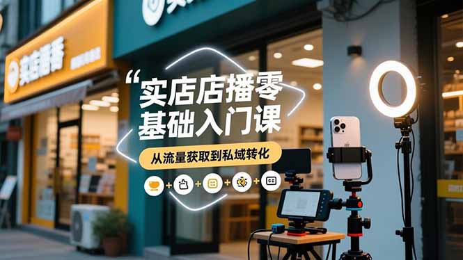 实体店播零基础入门课，实体店+短视频+直播+微信生态+私域社群，从流量获取到私域转化-hl998