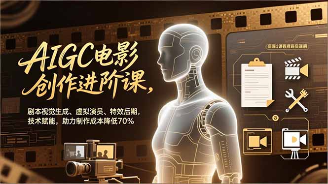 AIGC电影创作进阶课，剧本视觉生成、虚拟演员、特效后期，技术赋能，助力制作成本降低70%-hl998