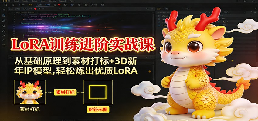 LoRA训练进阶实战课：从基础原理到素材打标+3D新年IP模型，轻松炼出优质LoRA-hl998