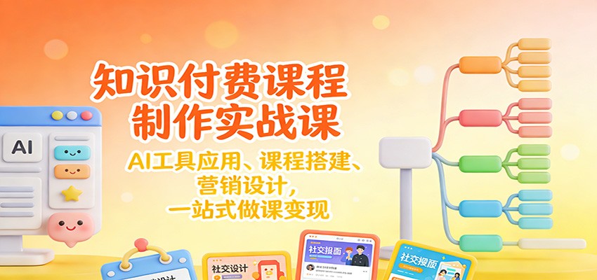 知识付费课程制作实战课：AI工具应用 、课程搭建、营销设计，一站式做课变现-hl998