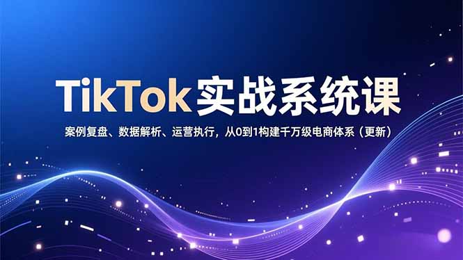 TikTok实战系统课，案例复盘、数据解析、运营执行，从0到1构建千万级电商体系(更新-hl998
