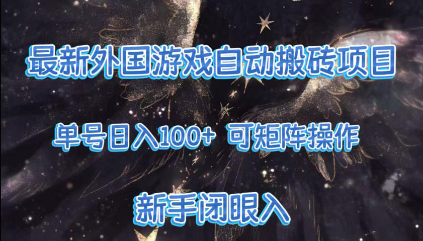 最新外国游戏自动搬砖项目，单号100+，可以矩阵操作，新手也可做【揭秘】-hl998