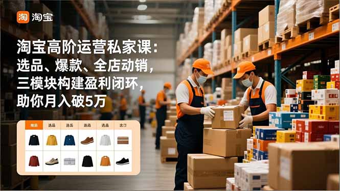 淘宝高阶运营私家课：选品、爆款、全店动销，三模块构建盈利闭环，助你月入破5万(更新12月-hl998