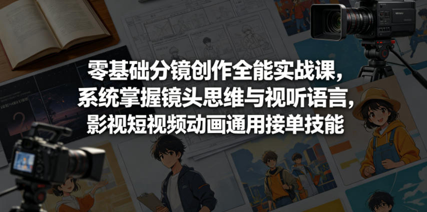 零基础分镜创作全能实战课，系统掌握镜头思维与视听语言，影视短视频动画通用接单技能-hl998