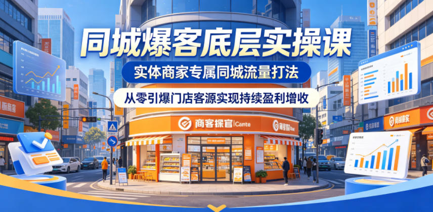 同城爆客底层实操课，实体商家专属同城流量打法，从零引爆门店客源实现持续盈利增收-hl998