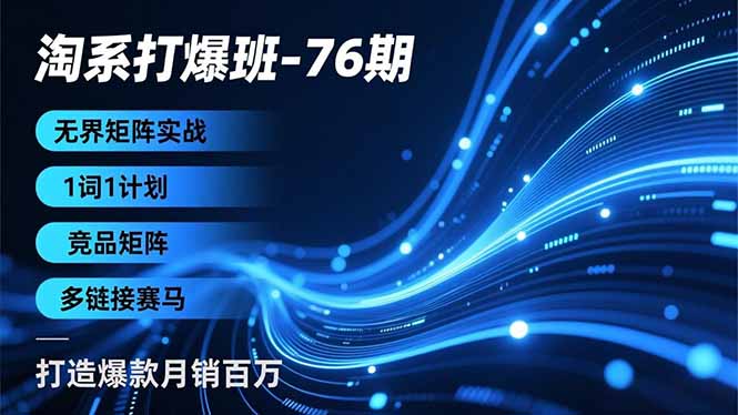 淘系打爆班-76期，无界矩阵实战，1词1计划、竞品矩阵、多链接赛马，打造爆款月销百万-hl998