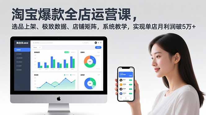 淘宝爆款全店运营课2.0，选品上架、极致数据、店铺矩阵，系统教学，实现单店月利润破5万+-hl998