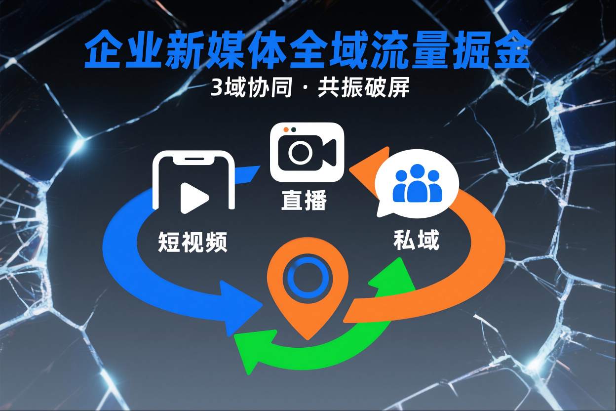 短视频全域商业模式，企业新媒体全域流量掘金，3域协同，共振破屏，短视频-直播-私域-地域-hl998