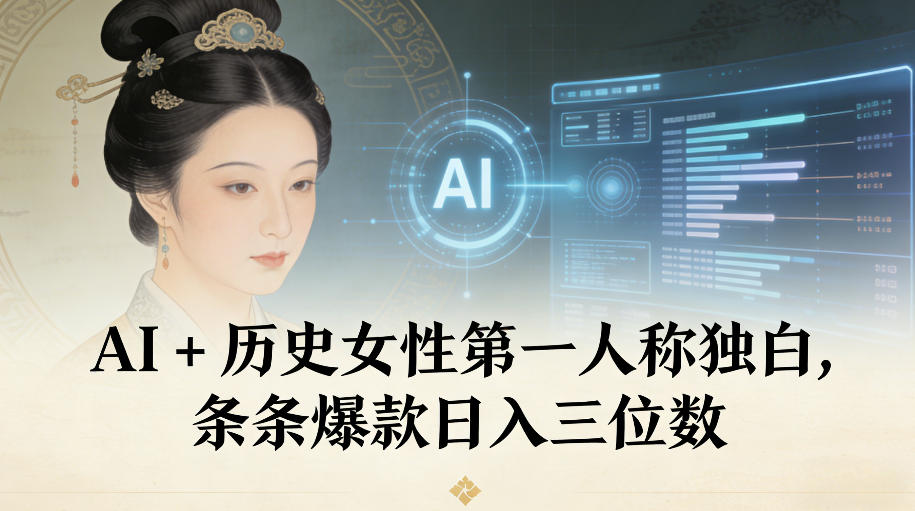 AI+历史女性第一人称独白，条条爆款日入三位数-hl998
