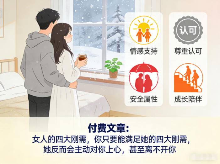 付费文章：女人的四大刚需，你只要能满足她的四大刚需，她反而会主动对你上心，甚至离不开你-hl998