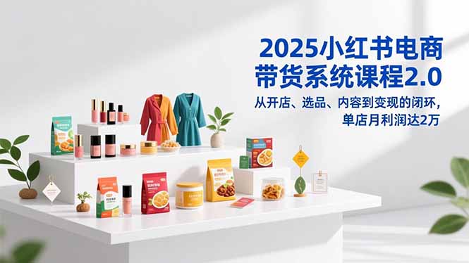 2025小红书电商带货系统课程2.0，从开店、选品、内容到变现的闭环，单店月利润达2万-hl998