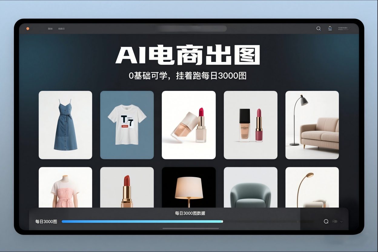 AI电商出图，0基础可学，挂着跑每日3000图-hl998