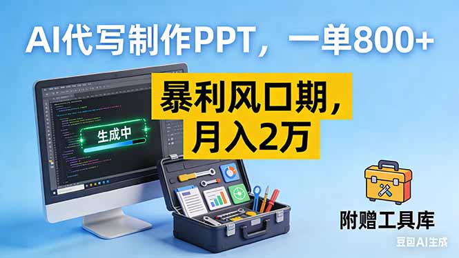 AI代写制作PPT，一单800+， 暴利风口期，月入2万【附工具】-hl998