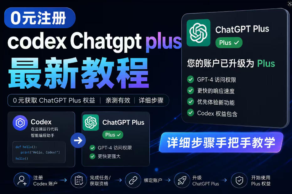 0元全自动注册codex gpt plus最新教程，0元获取GPT Plus权益，手把手详细教学-hl998