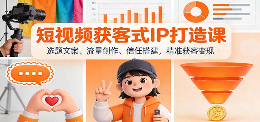 短视频获客式IP打造课：选题文案、流量创作、信任搭建，精准获客变现-hl998