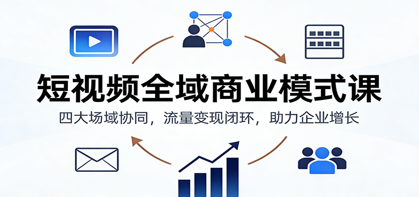 短视频全域商业模式课：四大场域协同，流量变现闭环，助力企业增长-hl998