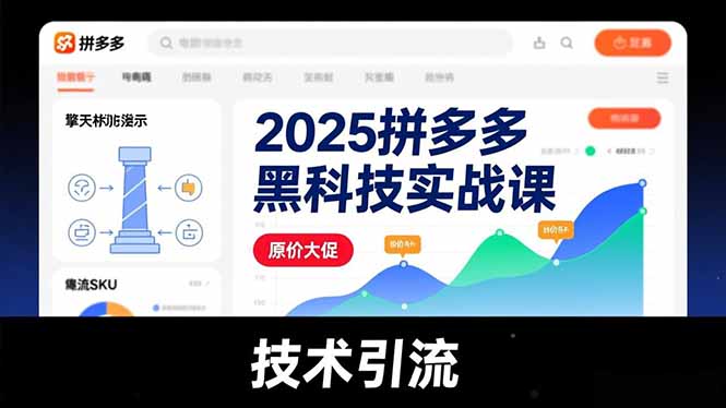 2025拼多多黑科技实战课，擎天柱玩法、爆流SKU、原价大促，技术引流，单店日销轻松破千单-hl998