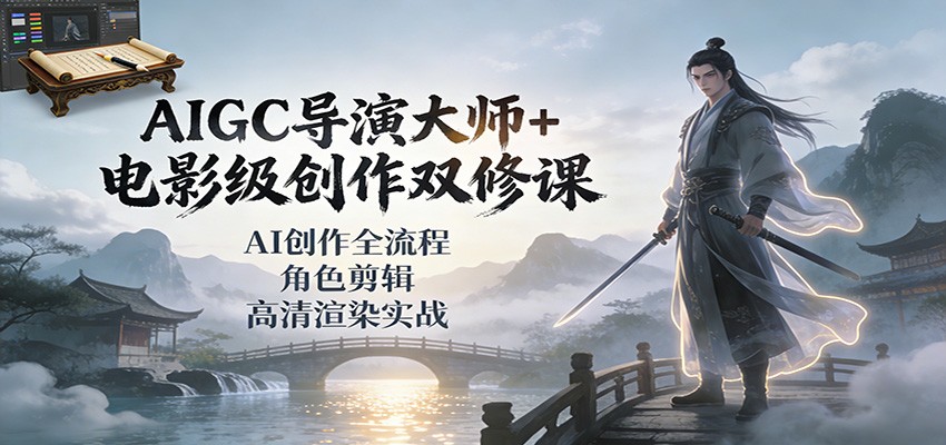 AIGC导演大师+电影级创作双修课：AI创作全流程、角色剪辑、高清渲染实战-hl998